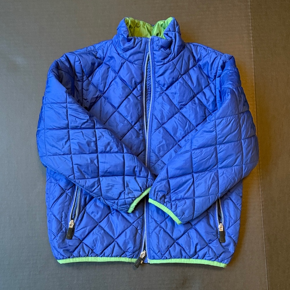 Lands' End Blue and Green Kids Puffer Jacket